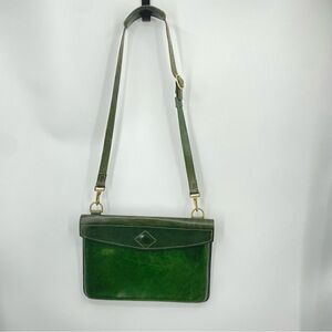Unbranded 16" Genuine Vintage green Leather Messenger Bag